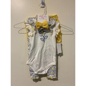 NWT Little 3-Piece Bodysuit, Leggings, & Shorts Outfit - Yellow Flowers - 24M